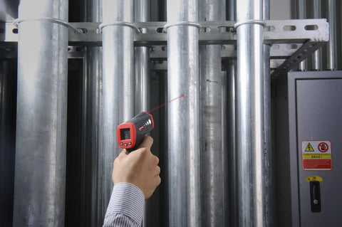 No Touch Infrared Thermometer With Ten To One Spot Ratio For Fast, Accurate Temperature Readings From A Distance, Backlit Dual LCD