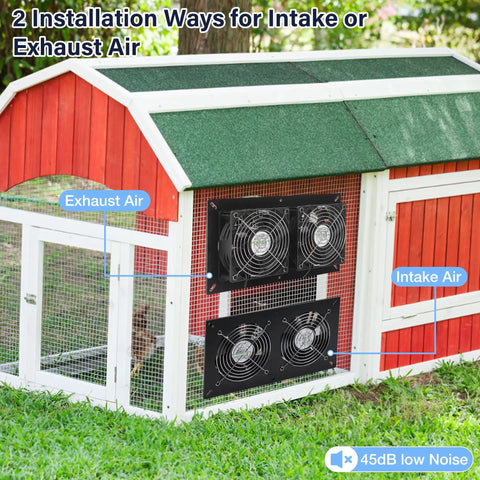 Solar Powered Dual Fan Kit For Outdoor Chicken Coops, Greenhouses And Sheds, Waterproof 25W Panel, Intake Or Exhaust Air Solution, Battery Free Operation For Year Round Comfort And Easy Install