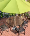 Round Outdoor Tablecloth With Umbrella Hole And Zippered Fitted Elastic Edge Wood Grain Look For Picnic Party And Patio Fits 44 To 48 Inch