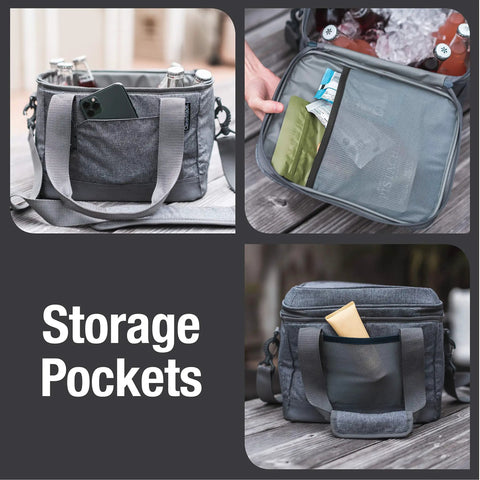 Soft Sided Insulated Cooler Bag For 18 Cans With Leakproof Seal Built In Bottle Opener And Shoulder Strap Everyday Lunch Box Cooler For Work Travel Or Beach Premium 600D Material In Midnight Black