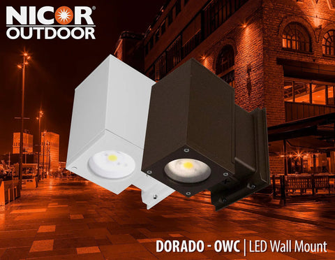 Square LED Outdoor Wall Mount Up and Down Light 33W 5000K Bronze DLC Listed 3,489 Lumens UL Wet Location display.