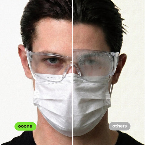 Built Tough Unisex Safety Glasses With No Sweat Anti Fog Lens And Z87 Plus High Impact Rating For Real Deal Eye Protection On Any Rough Work Site Today, showing clear vs fogged lenses.