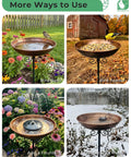 Durable Metal Bird Bath With Stake, 10 Inch Diameter Bowl, 0.4 Gallon Capacity, Outdoor Garden Yard Lawn Decor, easy setup