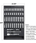 47 Piece Socket Set With Ratchet And Accessories, 1/4 Inch Drive, SAE And Metric Sockets, All In One Storage Tray, Model 949004