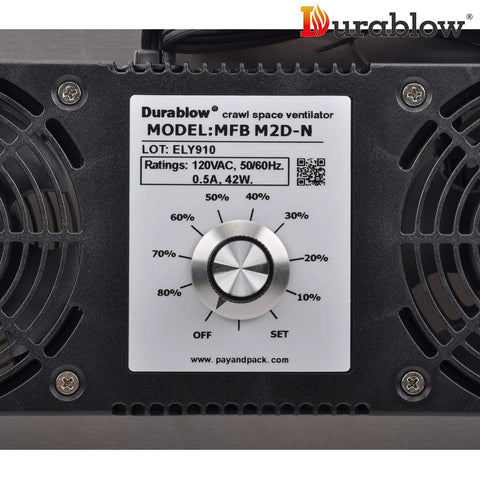 220 CFM Stainless Steel Crawl Space Vent Fan With Dual High Flow Fans Dehumidistat And Thermostat Foundation Vent For Radon Mitigation Basement And Attic Ventilation Keeps Moisture Down And Indoor Air Fresh control panel close-up