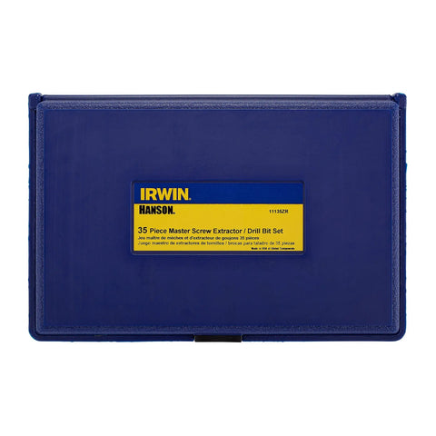 Blue case for Left Handed Screw Extractor And Drill Bit Set, 35 Piece, Easy Out Style Flutes That Dig In And Grip Like A Boss As Resistance Rises