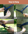 Step-by-step guide to setup Ultralight Camping Hammock For Hiking And Travel, Durable Outdoor Hammock In Orange with straps