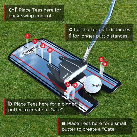 Pro Style Golf Putting Mirror With Practice Cup And Flag For Realistic Hole Feel, Alignment Training Aid Tees Instruction