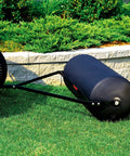 Heavy Duty Tow Behind Poly Lawn Roller 42 Gallon 390 Pound Capacity with 18 by 36 Drum shown on lawn
