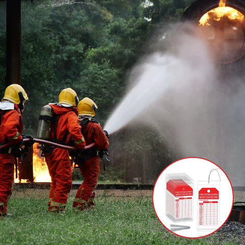 Hella Secure Fire Extinguisher Inspection Tag Covers With Tight Resealable Clear Pvc Sleeves And Heavy Duty Galvanized Steel Security Wires For No Sweat Monthly Compliance Tracking And Solid Tamper Proof Safety Checks
