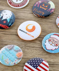 Colorful custom badges made with DIY 58mm Button Maker Machine Kit With 1000 Button Blanks And Circle Cutter Included For Custom Badges