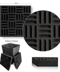 Bang For Buck Black Acoustic Foam Panels 12 Pack, 12.6 inch square tiles, 2 inch thick, for sound absorption in creative setups.
