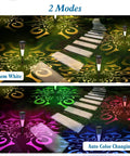 Solar Powered Pathway Lights 4 Pack Multicolor Outdoor Garden Lights IP67 Waterproof For Walkways showing color modes.