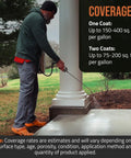 Person applying Concrete Sealer One Gallon Covers Up To Four Hundred Square Feet Deep Penetrating Silane Siloxane Formula on a patio.