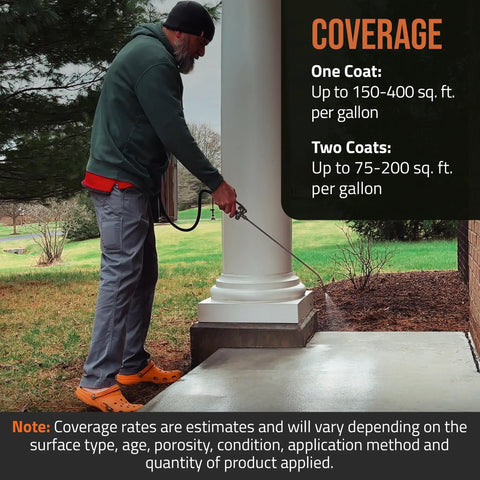 Kick Weather Off Your Slab With This Contractor Grade Concrete Sealer Concentrate Makes Five Gallons applied to concrete surface.
