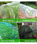 Image showing various garden nettings: mesh, polythene, anti-bird, and shade, used with Tough As Nails Heavy Duty DIY Tent Poles Telescoping Rods.