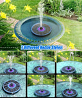 Sun Powered Solar Fountain Pump For Bird Bath And Garden Pond With Upgraded Glass Panel, 3.5W, 7 Nozzles in bird bath