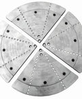 Beefy 12 Inch Cole Jaws With Extenders To 15 Inch And HD Workholding Kit For Large Bowl Turning On 16 Inch Swing Lathes" alt="Beefy 12 Inch Cole Jaws displayed open, showcasing metal construction with visible screw holes, ready for large bowl turning on 16 inch swing lathes.