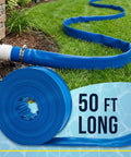 Heavy Duty 1.5 Inch By 50 Foot Pool Backwash Hose With Clamp For Filter Backwash And Pool Drainage Flexible Lay Flat Blue