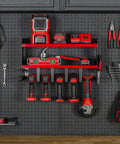 Heavy Duty Wall Mounted Power Tool Organizer With Drill Holder, Garage Storage Rack, red, holds tools and accessories neatly