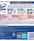 Back label of Lysol disinfecting wipes package with usage instructions and list of viruses and bacteria it kills.