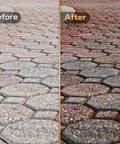 Before and after application of Clear Acrylic Sealer For Concrete Pavers, High Gloss Wet Look Finish, shows enhanced color.