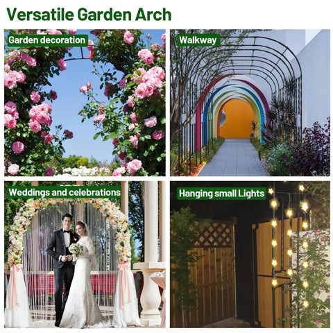 Half Garden Arch Trellis For Climbing Plants Outdoor Metal Garden Arbor Built Tough For Patio Or Backyard in colorful and floral settings