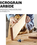 Top Tier Two Point Five Inch Carbide Tipped Ogee Raised Panel Router Bit Built Like A Tank For Router Tables With Smooth Ball Bearing Pilot And Ridiculously Clean Cuts in use with wood panel.