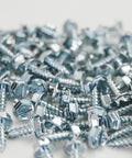Skip The PreDrill Drama One Thousand Pack Number Seven By Half Inch Self Piercing Screws Pack Needle Point tips in a metallic finish.