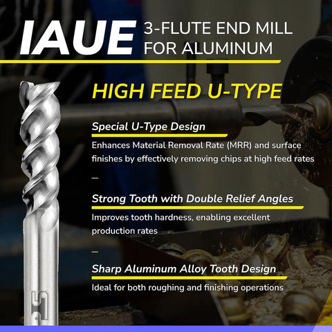 Beefy Carbide Square End Mill Three Flute High Feed U Type Design For Fast Aluminum Roughing And Finishing Milling Bits Ideal For Copper Alloys And Aluminum With High Material Removal Rate And Smooth Slotting Performance
