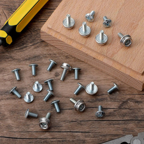 24 Pack Must Have Facemask Hardware Kit For Helmets With 12mm And 8mm Screws displayed on a wooden surface