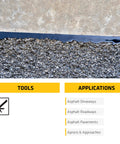 Asphalt Sealant Black Self Leveling Hybrid Crack Filler for Driveways Roadways and Pavements applied on asphalt close-up