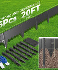 Heavy Duty Metal Garden Border Set 20 Ft With Bendable Hammer In Landscape Edgings And 6 Plastic Stakes shown on grass lawn.