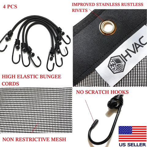 Central Air Conditioner Cover For Outside Units 32 By 32 With Adjustable Bungee Cords And Heavy Duty Mesh Top features and components