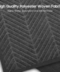 Close-up of Heavy Duty Door Mat 3Ft By 6Ft Striped Brush Entrance Rug with Rubber Backing showing polyester fabric texture