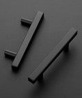 Two 5 Inch Square Cabinet Pulls Matte Black Stainless Steel Kitchen Drawer Handles on a black background, part of a 20 Pack
