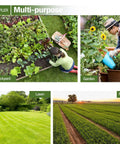 Collage showing multi-purpose use for a 40 Inch Stainless Steel Soil Sampler Probe With Ejector Foot Pedal in backyard, garden, lawn, and farm.