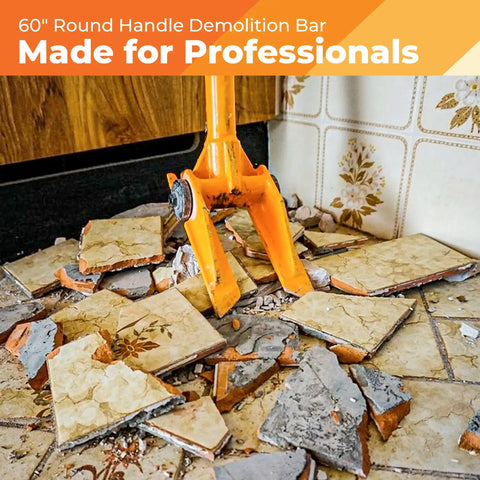 60 Inch Demolition Pry Bar Round Handle Wrecking Bar For Ceiling And Wall Demo Heavy Duty Nail Puller Tool on broken tiles