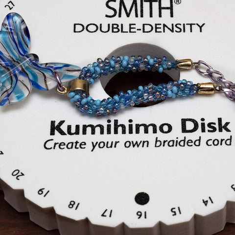 Round Kumihimo Disk For Braiding Jewelry Making, 6 Inch Diameter, 0.75 Inch Thick Double Dense Foam, Pro Grade Starter Friendly Practice Tool For Beadwork And Cord Weaving, Durable Circle Plate For Custom Braids, One Disk with braided cord and beads
