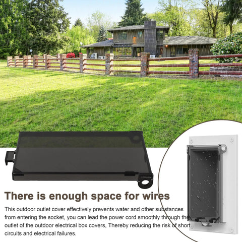 Straight Up Tough Extra Duty One Gang Vertical Outdoor Outlet Cover Compatible With Arlington Boxes shown in rain, illustrating weather resistance and spacious design.