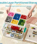 24 Qt Plastic Storage Box With Building Baseplate Lid And Removable Tray All In One Craft Organizer for art supplies