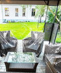 4 Pack Outdoor Clear Plastic Chair Covers Waterproof Dust Proof Fits Chairs Sofas Couches and Recliners 37 x 30 x 30 Inches Protection for Furniture Moving and Storage, covering patio chairs.