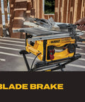 Built Like A Tank Portable Table Saw Equipped With Sturdy Rolling Cart And Premium Steel Blade delivering lightning fast cuts in a construction site.