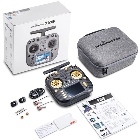 16 Channel ELRS Transmitter With AG02 CNC Hall Gimbals And 3.5 Inch IPS Touchscreen Pro Grade RC Controller with accessories and case