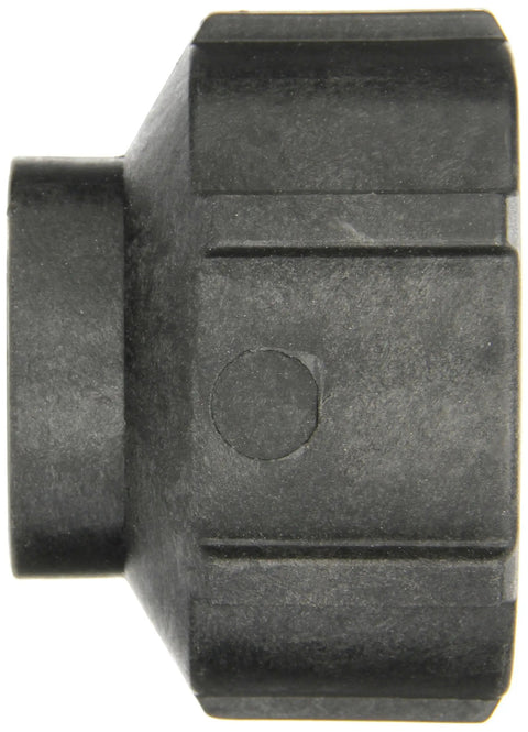 Side view of Tough As Nails Reducing Coupling for Polypropylene Pipe Schedule 80 FNPT x FNPT 2 Inch to 1 Inch Black 150 PSI Max Working Pressure