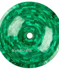 Straight Up Stunning Malachite Green Vessel Sink With Nonporous High Gloss Finish For Bathroom Powder Room Or Kitchen Bar Vanity Setup. 21 inch round sink.