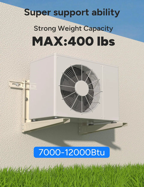 Built Like A Tank Mini Split Wall Mounting Bracket For Ductless Ac And Heat Pump Compressor Holder with outdoor ac unit mounted securely.
