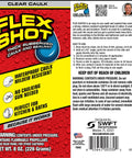 Rubber Adhesive Sealant Caulk Eight Ounce Clear Flexible Bonding Sealant packaging with red and yellow design