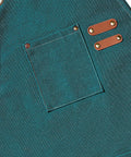 Heavy Duty Cross Back Cotton Canvas Apron With Extra Large Pockets For Home Cooks And Pros Pro Grade 31 By 27 Inches 16 Ounce Durable Fabric Wide Chest To Knee Coverage Dark Green with visible pocket and rivet details