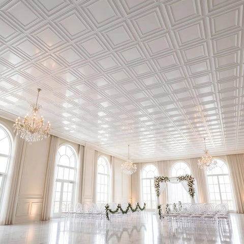 Spacious room with Economy PVC 2x2 Lay In Ceiling Tiles White Drop Ceiling Panels 10 Pieces Covering 40 Sq Ft Easy DIY Install